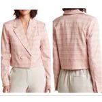 7 For All Mankind  Mauve Double Breasted Blazer Cropped Plaid Wide Notch Large Photo 1