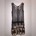 Leith  Black Mesh Cover Dress with Gold Embroidery Photo 4