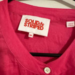 Solid & Striped  ruffled cuff linen midi shirt dress fuchsia Barbie pink spring Photo 2