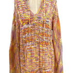 Ramy Brook Abby Marled Knit Hoodie Sweater Orange Pink Yellow Size Medium Photo 0