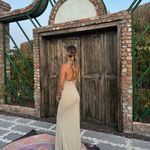 ZARA  dress maxi bodycon fitted halter plunge neck open back evening wedding  Photo 3