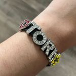 Tori Rhinestone Black Leather Link Bracelet Watch Band Y2K Photo 0