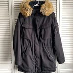 S13 Winter Parka Coat Black with Faux Fur Attached Hood Size Small Photo 0