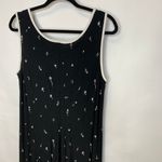 Vintage Black Tank Dress Sz XL Flower Design White Trim Photo 6