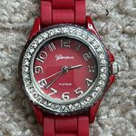 Geneva Platinum women’s vintage red/silver crystal adjustable bracelet‎ watch Red Photo 1