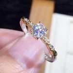 18K Gold Plated Adjustable CZ Diamond Ring for Women Photo 0