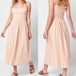 Faherty Dream Cotton Gauze Lakeview Dress Sepia Neutral Stripe Coastal Midi Photo 3
