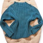 Eddie Bauer Vintage Teal Blue Chunky Ribbed Mock Neck Sweater Photo 1