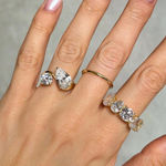 Silver ring size 9 double gems elegant high quality Photo 2