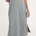Cuyana Pima Cotton T Shirt Midi Dress Short Sleeve Side Slits Gray Photo 0