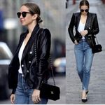 Veronica Beard NWOT  Cooke Dickey Glossy Leather Blazer Jacket Double Breasted S4 Photo 2