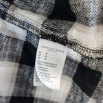 American Eagle Plaid Flannel Distressed Hoodie Button Up Black White Sz Medium Photo 6