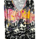 City Hearts Plus Size 3X Top Long Sleeve Vegas Skyline Black Pink Mature 1336 Photo 0