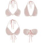 Zaful  Large/Med Pink Bikini Multiway Fishnet Bandeau Halter String Swimsuit NEW! Photo 2