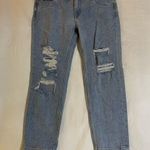 EXPRESS JEAN Cropped Girlfriend Fit Acid Wash Distressed Denim Jeans 8 Photo 0