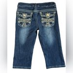 Miss Chic dark denim Y2K rhinestone embellished shorts decorative stitching SZ 5 Blue Photo 2