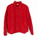 J. Jill Shirt Womens 1X 100% Linen Button Up Red Orange Long Sleeve FLAW Photo 0