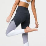 Onzie  Womens High‎ Rise Colorblock Track Leggings Slate Gray Combo Size XS Photo 0
