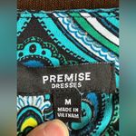 Premise  Bright Blue/Green Medallion Shift Dress Sz M With Lining 3/4 Sleeves Photo 6