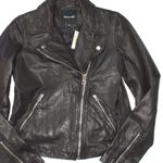 Madewell NWT  The Washed Leather Motorcycle Jacket in True Black M $498 Photo 2
