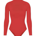 SKIMS  Women's Essential Mock Neck Long Sleeve Bodysuit - Red ...S/M (NWOT) Photo 0
