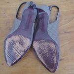 Brooks Brothers Brooks Brother Grey Leather Stitched Pattern Slingback Heels Size 7 Photo 2