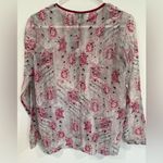 Theory  Floral Pink Sheer Silk Cotton Blend Tunic Top S/P EUC Photo 2
