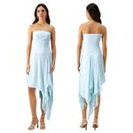 Bec & Bridge Dress Women 10 Dolphin Blue Elzette Strapless Asymmetric Midi NWT Photo 1