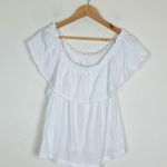 Current/Elliott Current Elliott ruffle off the shoulder knit tee shirt in white. Size 2 Photo 1