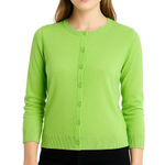 Talbots Charming Cardigan Pima Cotton Citrus Green Petite PL NWT Photo 0