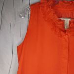 J.Crew  Naomi Top Orange Lined Silk Sleeveless Ruffle Neck Blouse Photo 2