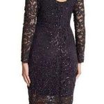 Marina‎ Dark Navy Sequin Lace Long Sleeve Sheath Dress Blue Size 14 Photo 1