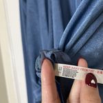 Free People  intimately turnt sheen blue long sleeve plunge bodysuit Medium Photo 5