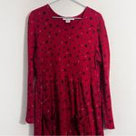 90s Red Floral Midi Dress w/ Pockets Cottagecore Made in USA Size Large Photo 1