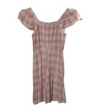 Old Navy  Pink & White Plaid Flutter Sleeve Smocked Dress Sz Small Photo 5