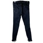 ZARA  Black Fringe Hem Mid-Rise Skinny Jeans 4 Grunge Distressed Photo 4