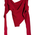 Altuzarra Red Cashmere Wool Ribbed Knit Long Sleeve Crossover Sweater Size XS Photo 0