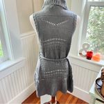 Delias Grey Knit Shawl Collar Sleeveless Sweater Vest Cardigan Belted Size L Gray Size L Photo 1