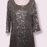 LC Lauren Conrad Lauren Conrad Gray/Silver Sequins Shirt Mini Dress Size Medium NWT Photo 0