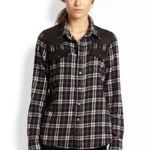 Current/Elliott  Plaid shirt with Leather Photo 0