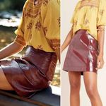 Anthropologie Maeve Wine Bordeaux Faux Patent
Leather Skirt Sz 2 Photo 1