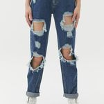 BDG  Urban Outfitters High-Waisted Mom Jean Rigid Denim Destroyed Medium Wash 27 Photo 0