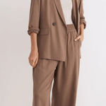 Madewell  Drapeweave Caldwell Double-Breasted Blazer in Castle Rock Brown Size XS Photo 0