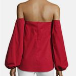 Theory  Laureema Light Poplin Off‎ Shoulders Top in Crimson Red Size 4 Photo 7