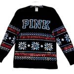PINK - Victoria's Secret  Shirt Women XS Sequin Holiday Tee Black Sequins Snowflakes Photo 0