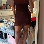 Oh Polly Brown Mini Ruffle Dress Photo 0