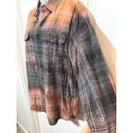 Oversized Bleached Plaid Flannel Shirt Women's Medium Grunge Hipster Pink Photo 3