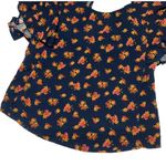 Blue Floral Flouncy Ruffled Bat Wing Sleeve Top Size M Photo 3
