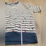 Pact Organic Cotton Pullover Sweatshirt | Blue Stripe Scattered Heart | Medium Photo 6