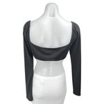 Princess Polly  Women's Black Ribbed Knit Square Neck Long Sleeve Crop Top Size 8 Photo 1